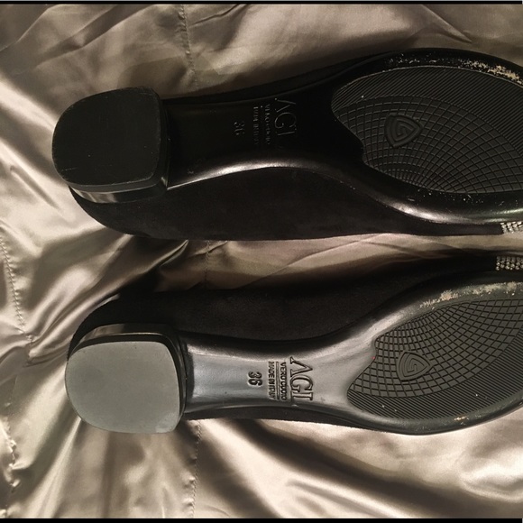 AGL Black Suede with Silver Rhinestones Flats - Picture 2 of 4